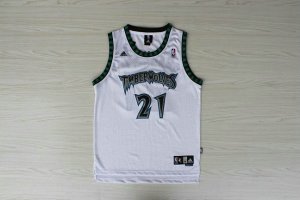 Maillot De Basket Minnesota Timberwolves Kevin Garnett 21 Tissus Sportif Fans Edition Blanc